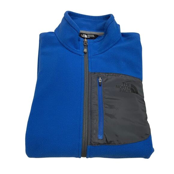 The North Face Men’s Medium Fleece Jacket | Blue Zip-Up, Gray Chest Pocket - Picture 4 of 9